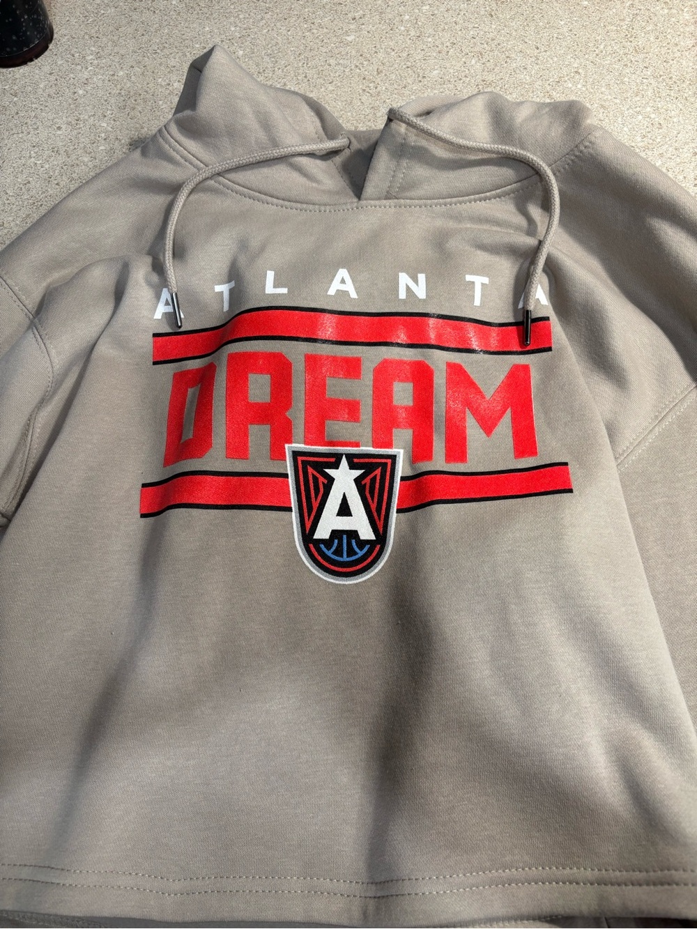 WNBA Atlanta Dream Cropped Sweatshirt - Taupe with Red and Black Logo